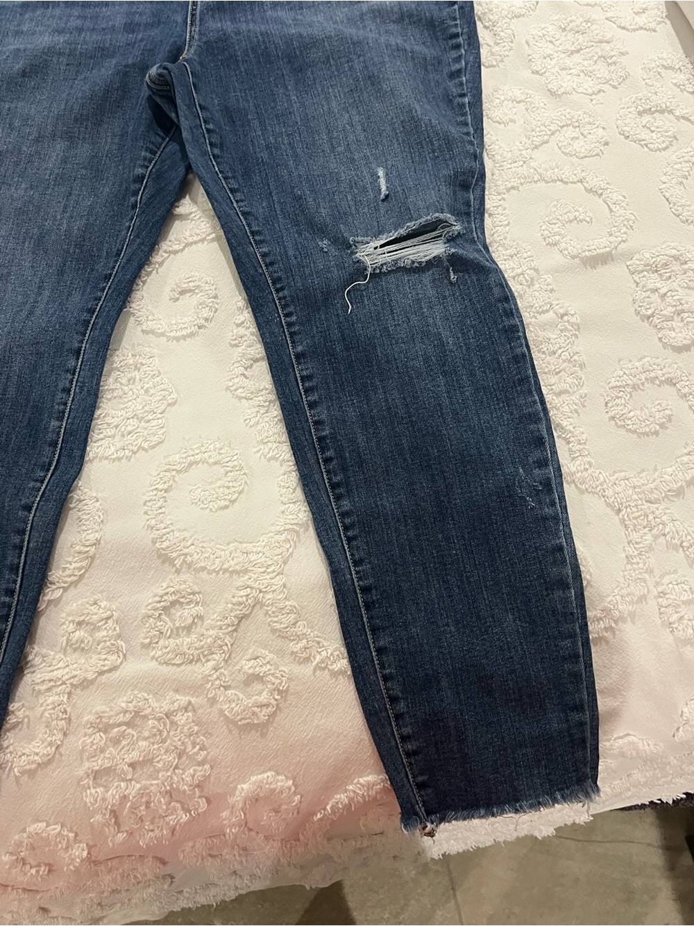Lane Bryant Dark Blue Distressed Ankle Jeans